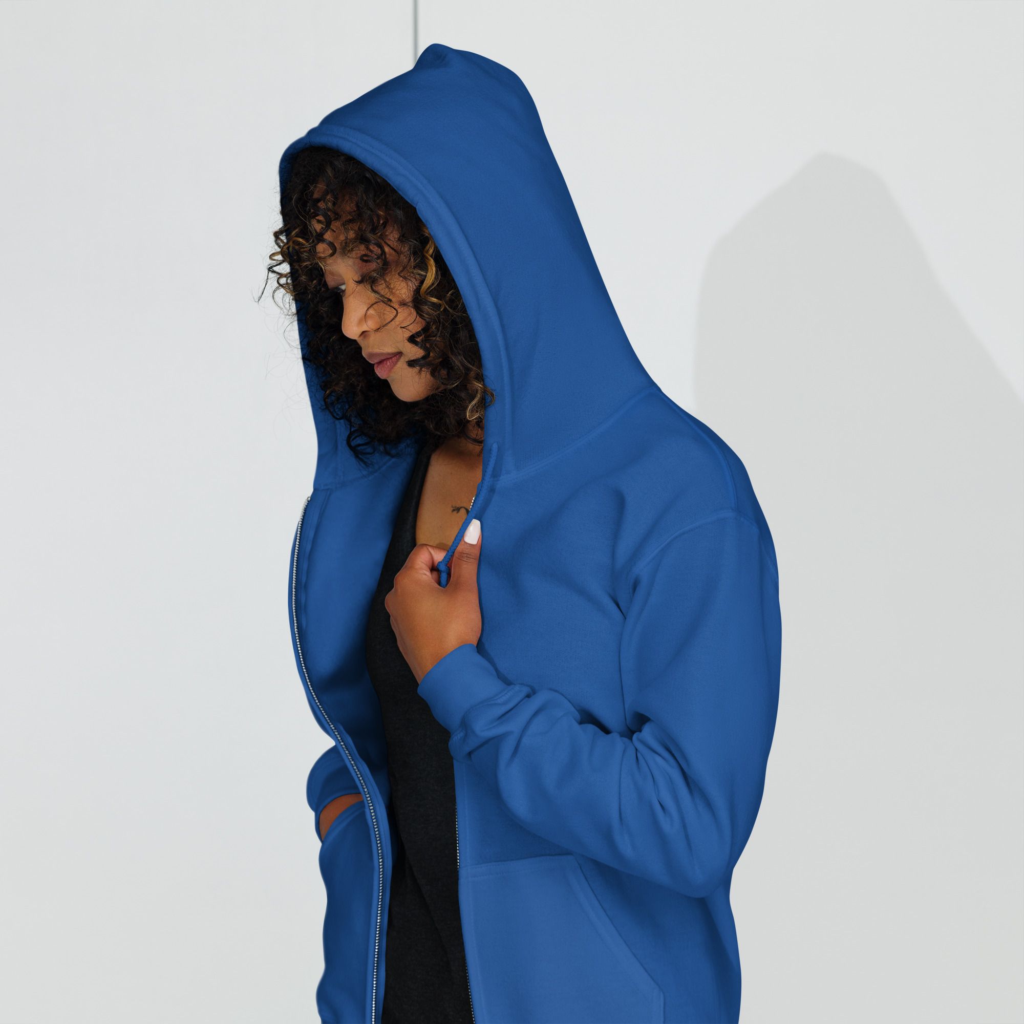 Sudadera Azúl Real «Corasón Estrujao» con capucha y cremallera - Imagen 5