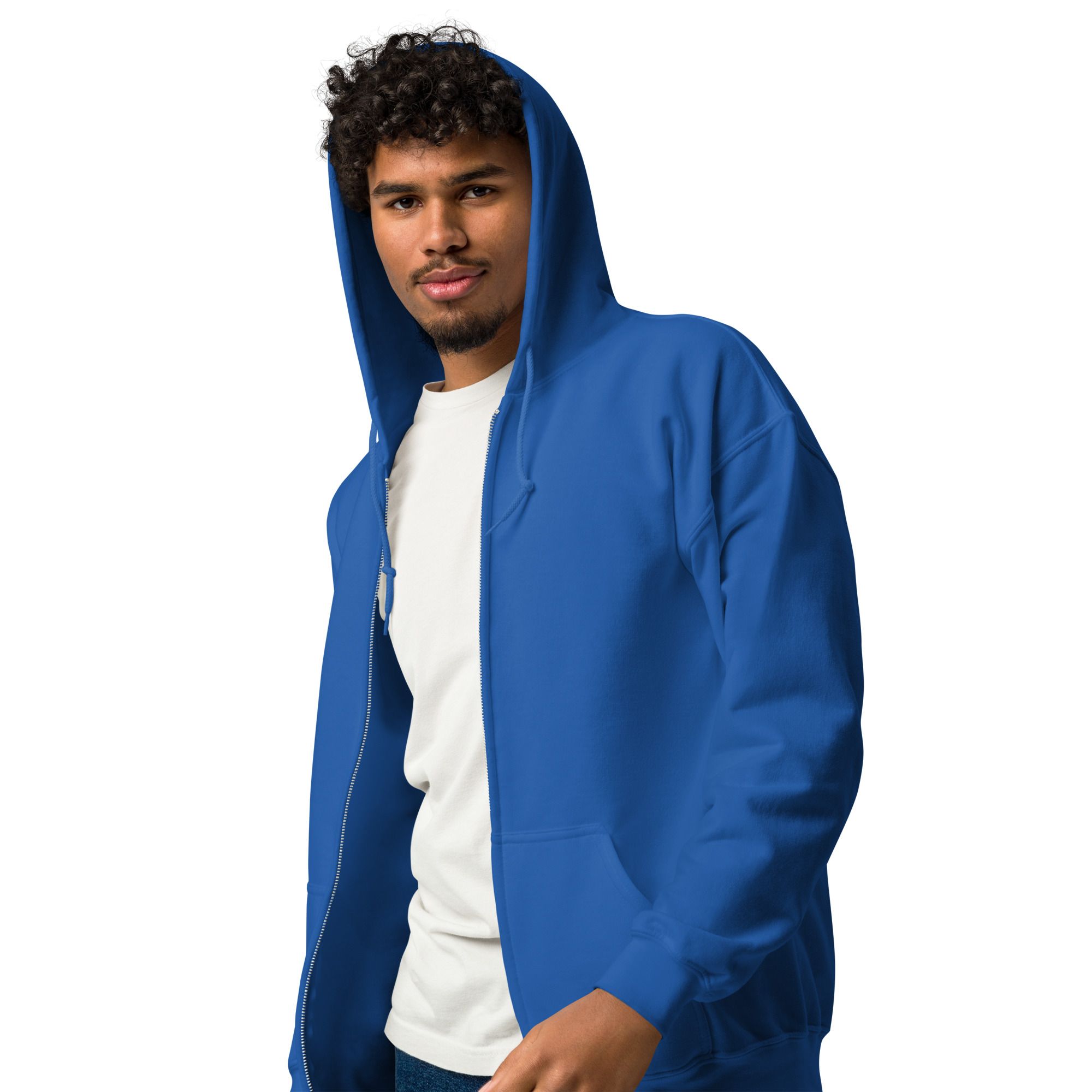 Sudadera Azúl Real «Corasón Estrujao» con capucha y cremallera - Imagen 4