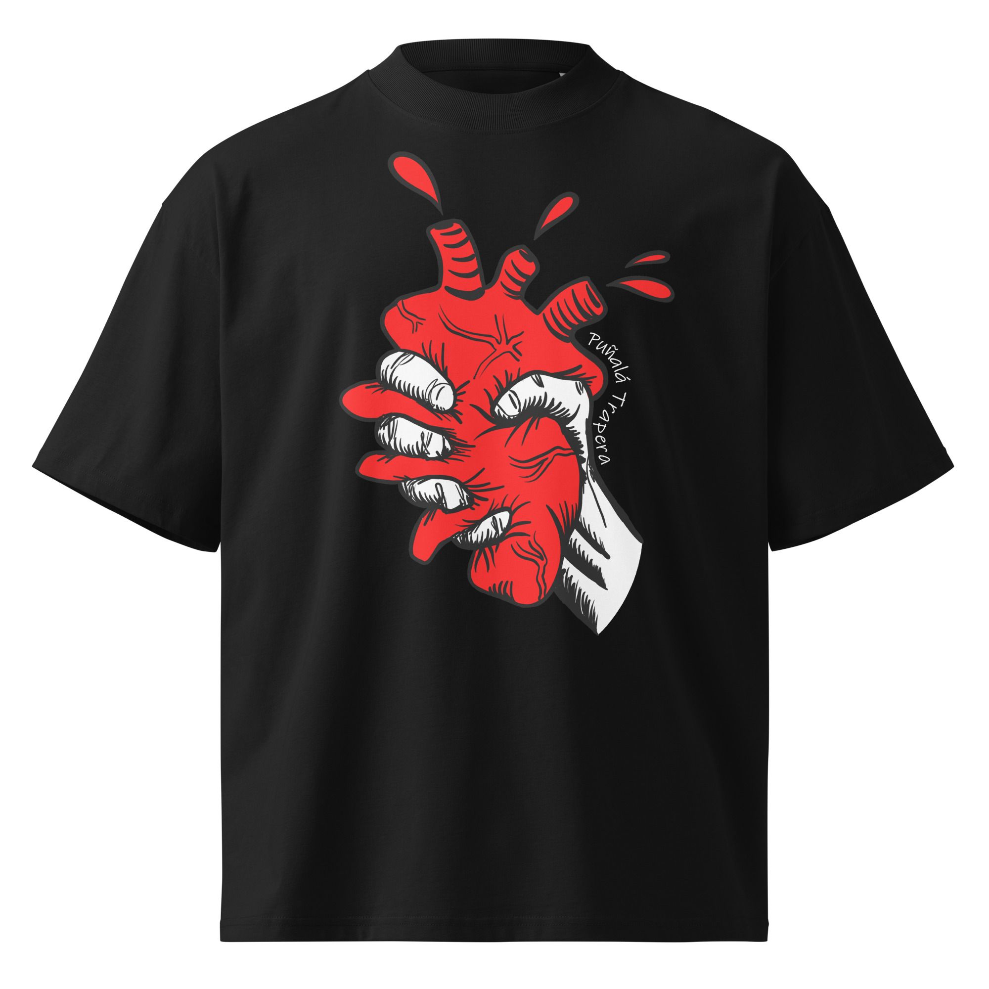 Camiseta oversize Corazón Estrujáo en color negro