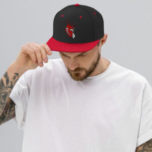 Gorra snapback negra visera plana y roja con logo Puñalá Trapera bordado