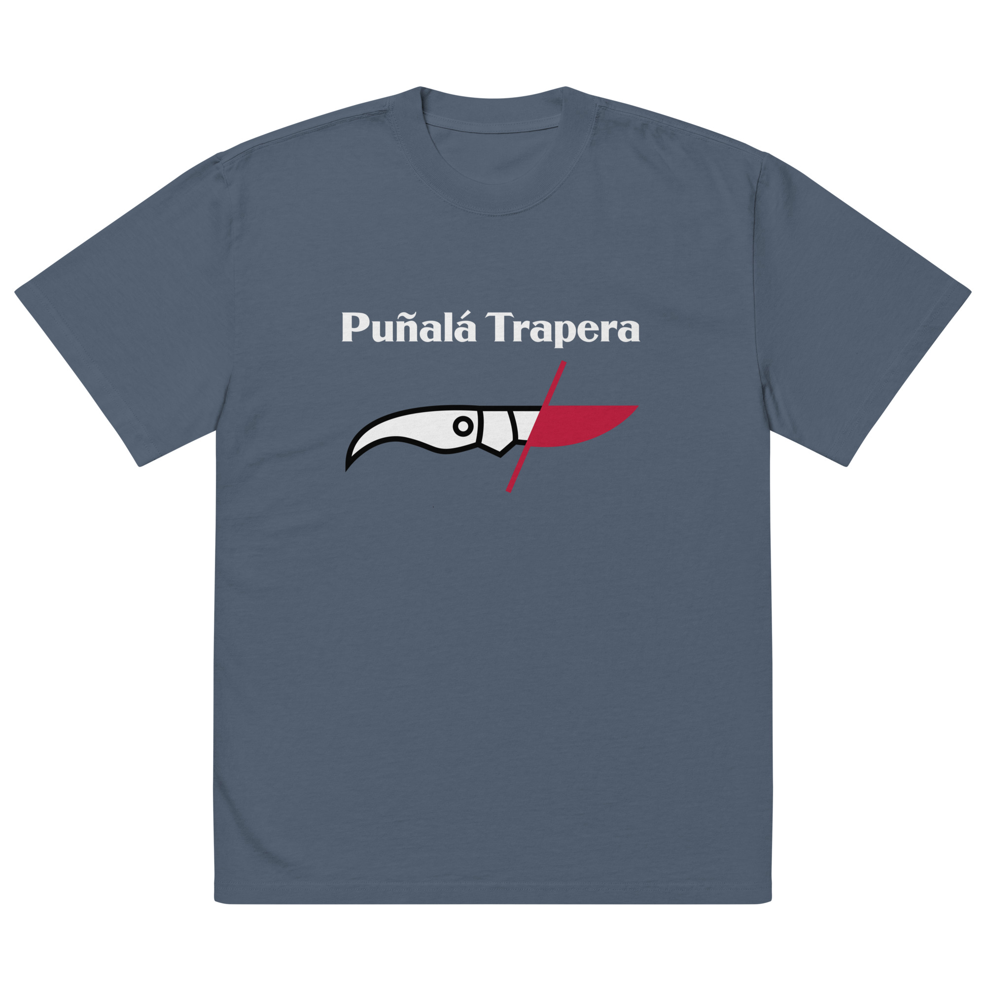 Camiseta oversize con efecto desgastado y logo Puñalá Trapera