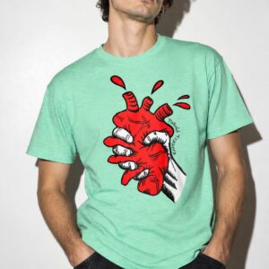 Chico con Camiseta verde menta jaspeada con estampado gráfico de corazón puñalada trapera