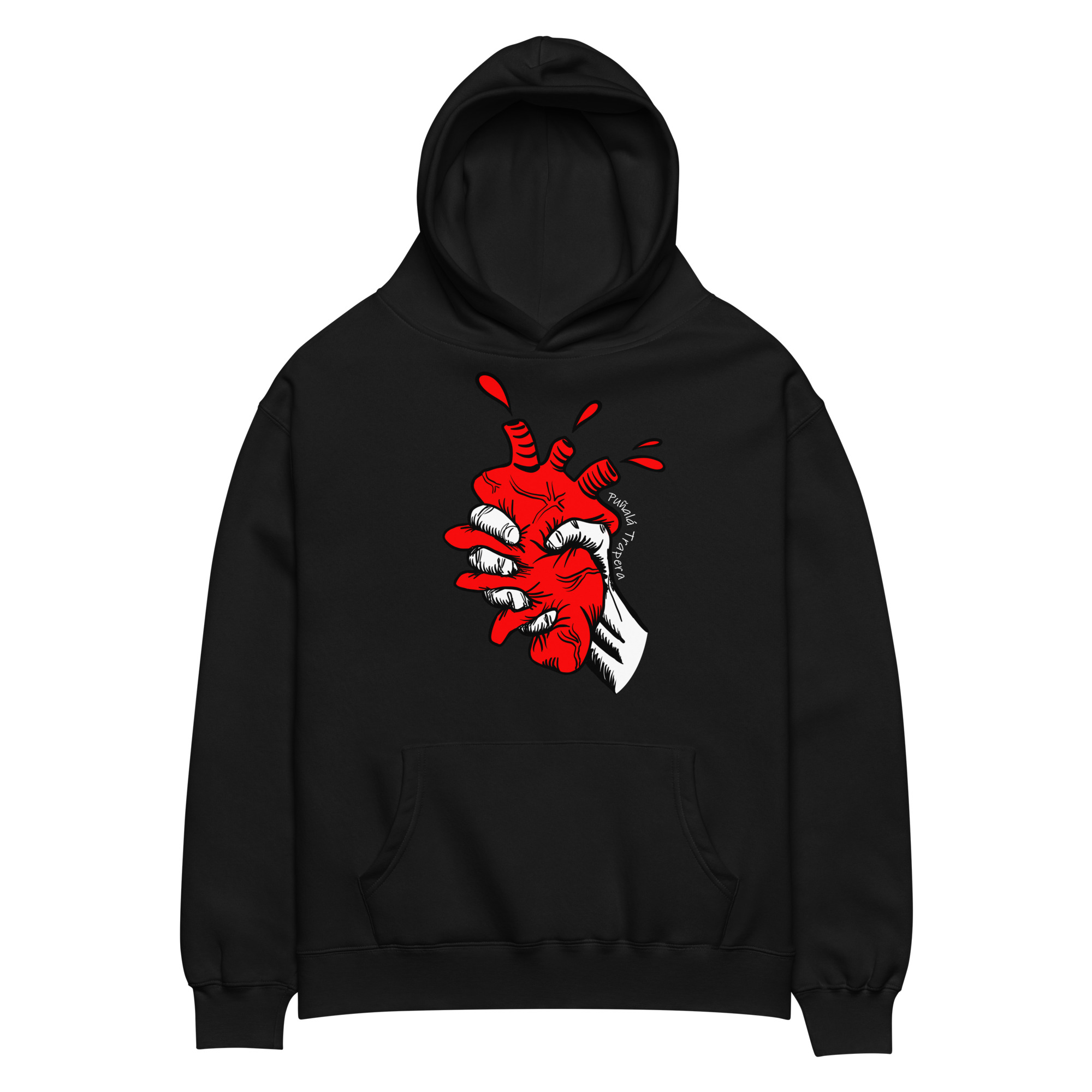 Frontal de sudadera streetwear con capucha y bolsillo canguro